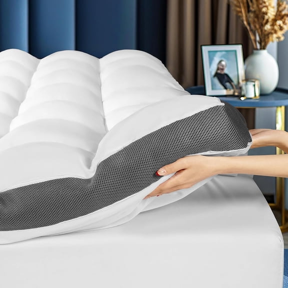 4 Inch Memory Mattress Topper with 6"-18" Deep Pocket (,60"x80") | 2000 GSM Filling Extra Thick Pillow Top for ,With Breathable Cover Design For Hot Sleeper,Like sleeping in the cloud