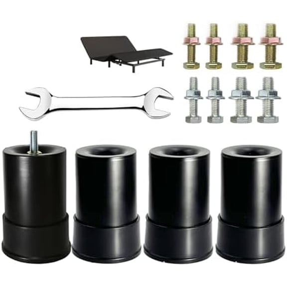 4 Inch Metal Adjustable Bed Base Frame Leg Replacement Heavy Duty Extra Height Leg Compatible with 89% of Frameworks Such as M8 M10 Thread (Set of 4)