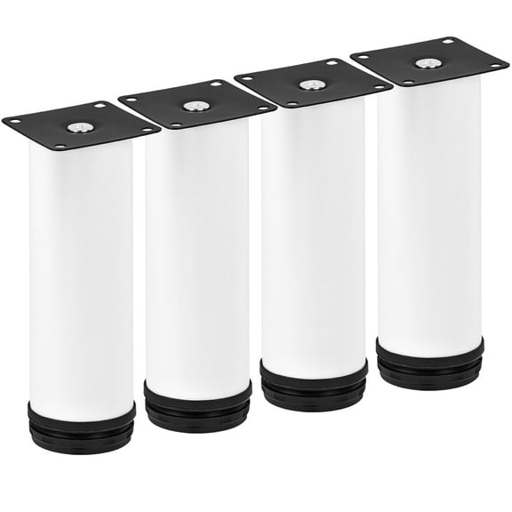 4 Inch Metal Furniture Legs,TCHOSUZ Stainless Steel White Round Table Sofa Legs Couch Feet with Screws,Modern Furniture Replacements Feet for DIY Cabinet Nightstand TV Bench Stand 4 Pieces 10cm