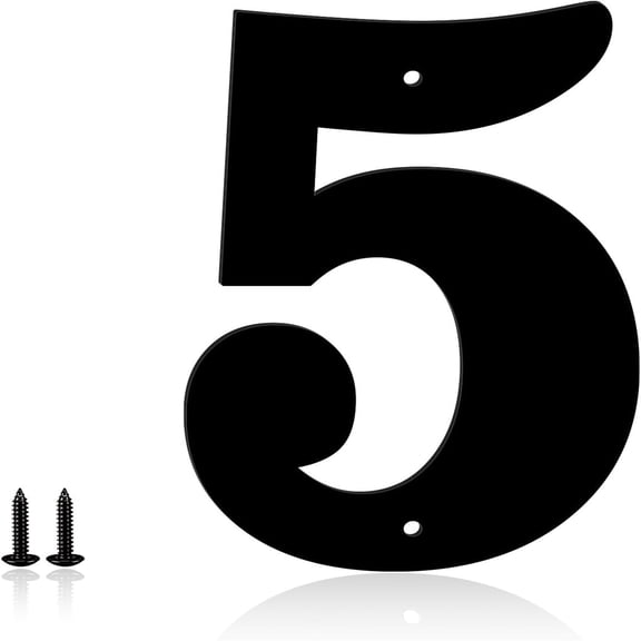 4 Inch Metal Modern House Numbers, House Address Letters and Numbers for Outside Signs - Metal Letters Door Numbers Signage Street Address Plaque for Garden Door Mailbox Dr (Number 5)