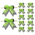 thumbnail image 1 of 4 Inch Mini Burlap Bows for Crafts Handmade Bow Knot Pre-Tied Bowknot Black/Green, 12 Pcs, 1 of 6