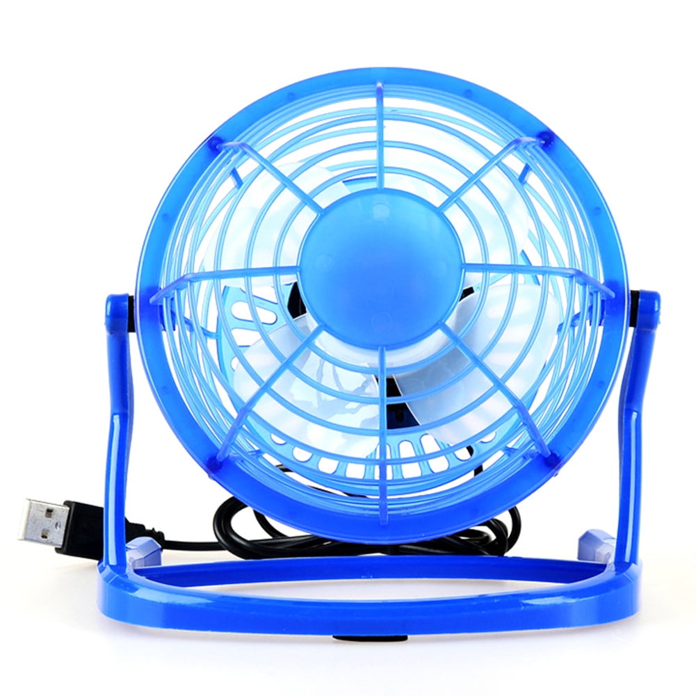 4 Inch Mini Cooling Fan 4Blade USB Desk Coolers Quiet for Summer (Blue