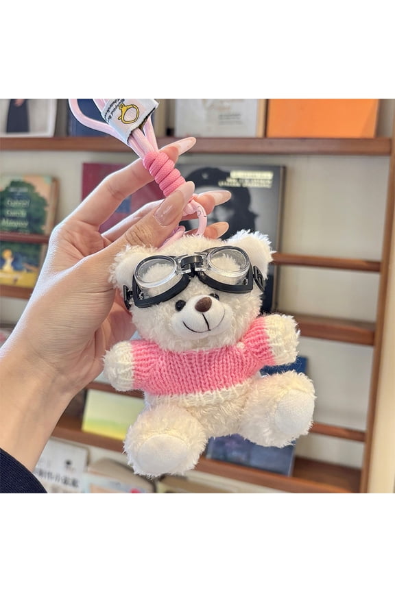 4 Inch Mini Plush Keychain - Small Stuffed Animal with Metal Clip for Backpack Keys, Cute Portable Companion & Gift (10cm) Pink