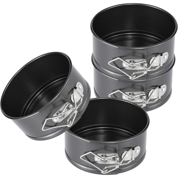 HearthHarmony 4-Inch Mini Springform Pan Set - 4 Piece Small Nonstick Cheesecake Pan for Mini Cheesecakes, Pizzas and Quiches