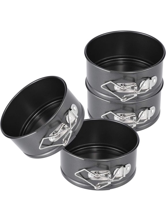 HearthHarmony 4-Inch Mini Springform Pan Set - 4 Piece Small Nonstick Cheesecake Pan for Mini Cheesecakes, Pizzas and Quiches