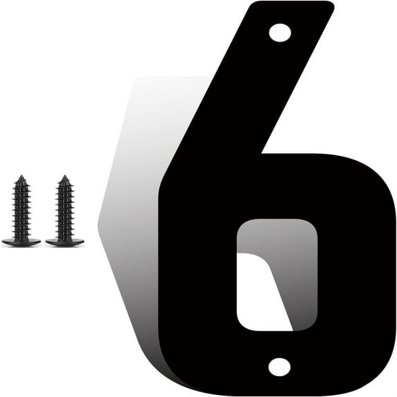 4 Inch Modern Metal House Numbers, Metal Address Numbers and Letters, Black Door Mailbox Number, House Address Letter and Number for Office Home Farm Outside (6)