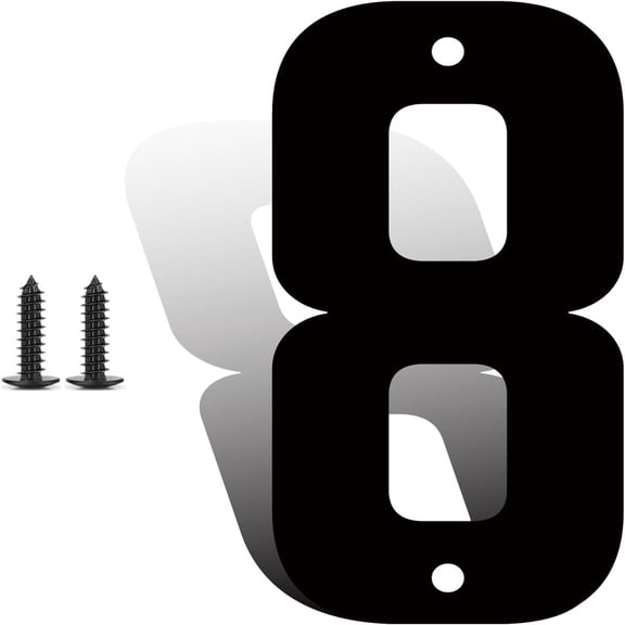 4 Inch Modern Metal House Numbers, Metal Address Numbers and Letters, Black Door Mailbox Number, House Address Letter and Number for Office Home Farm Outside (8)