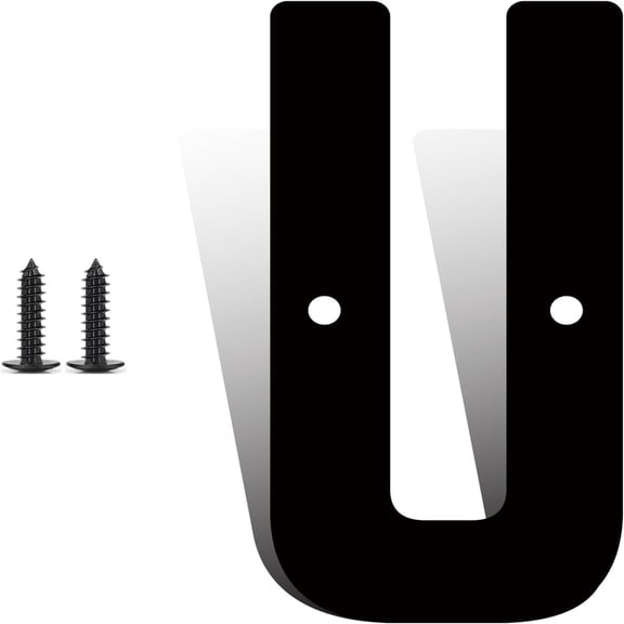 4 Inch Modern Metal House Numbers, Metal Address Numbers and Letters, Black Door Mailbox Number, House Address Letter and Number for Office Home Farm Outside (U)