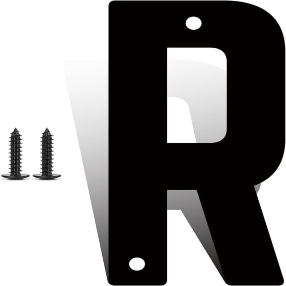 4 Inch Modern Metal House Numbers, Metal Address Numbers and Letters, Black Door Mailbox Number, House Address Letter and Number for Office Home Outside (R)
