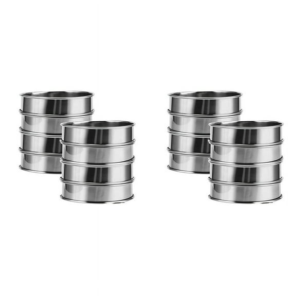 4 Inch Muffin Rings Crumpet Rings, 16Pcs Stainless Steel Molds Double Rolled Tart Round Ring