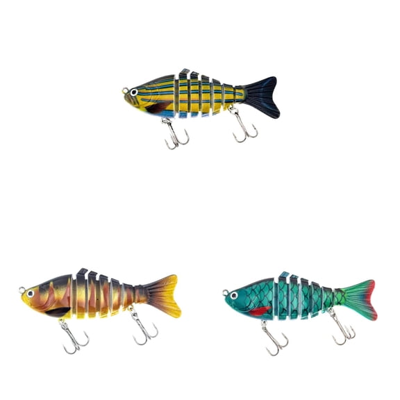 4 Inch Multi Jointed Hard Swimbait Slow Sinking with Realistic S Shaped Swimming Action Gravity Transfer System Treble Hooks for Bass Trout Pike Crappie Walleye Bluegill Salmon
