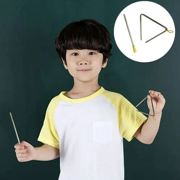 4 Inch Musical Steel Triangle Percussion Instrument for Kindergarten Teaching Tool Easy Playing Delicate Triangle Instrument in Toy Instrument Category, 12 cm, Silver