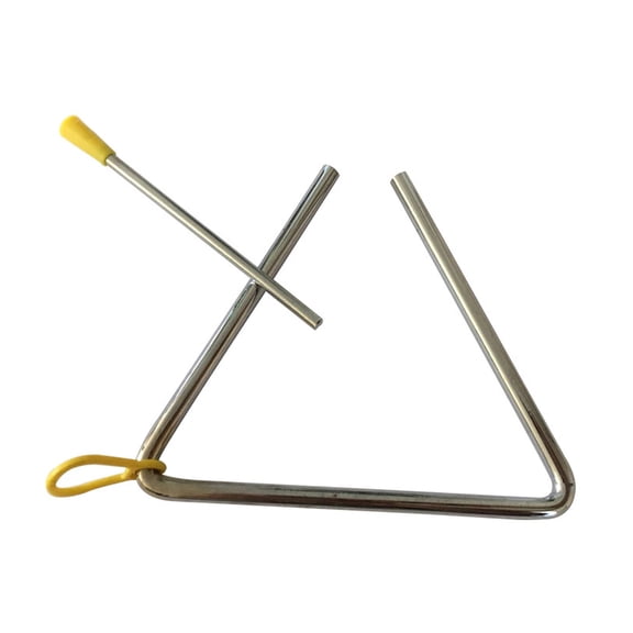 4 Inch Musical Steel Triangle Percussion Instrument for Kindergarten Education with Striker Easy Play Delicate Tone and Teaching Tool, 12 cm, Silver