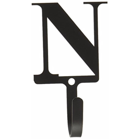4 Inch N Shaped Wall Mount Hook, Wrought Iron, Black- Saltoro Sherpi