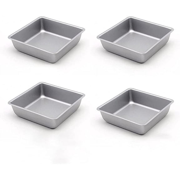 4 Inch Non-Stick Square Cake Pans Carbon Steel Cake Molds for Home Housewarming Wedding Birthday Party Brownie Making, 4 Set