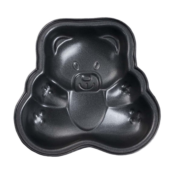 4 Inch Non-Stick Steel Mini Baking Pans Heart Star Bear Shell Round Rectangle Small Cake Molds for Muffin Jelly Chocolate DIY Dessert Making(Bear-Black)