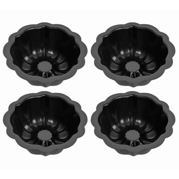 4 Inch Nonstick Mini Bundt Cake Pan for Baking, Carbon Steel Fluted Cake Pans, Metal Round Pumpkin Shaped Cake Mould for Cupcake, Muffin, Brownie, Pudding 4PC