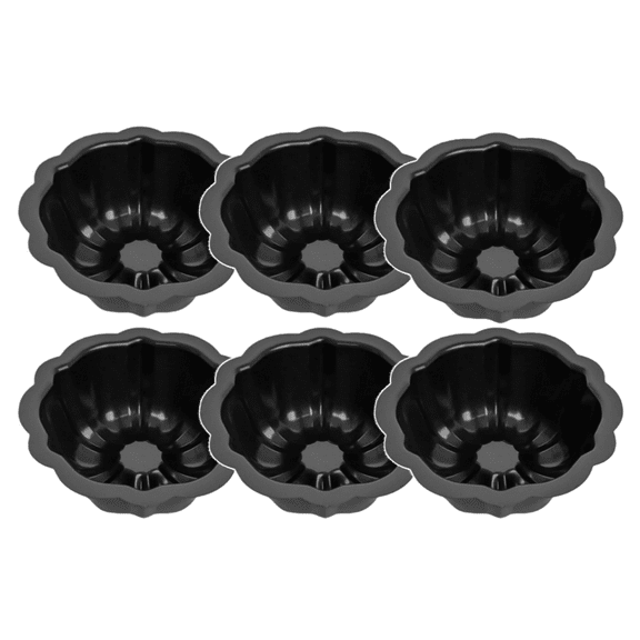 4 Inch Nonstick Mini Bundt Cake Pan for Baking, Carbon Steel Fluted Cake Pans, Metal Round Pumpkin Shaped Cake Mould for Cupcake, Muffin, Brownie, Pudding 6PC