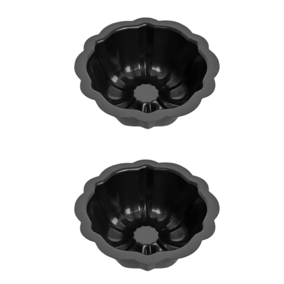4 Inch Nonstick Mini Bundt Cake Pan Set, Black Cake Pan for Cupcake Muffin Brownie Pudding 2Pcs