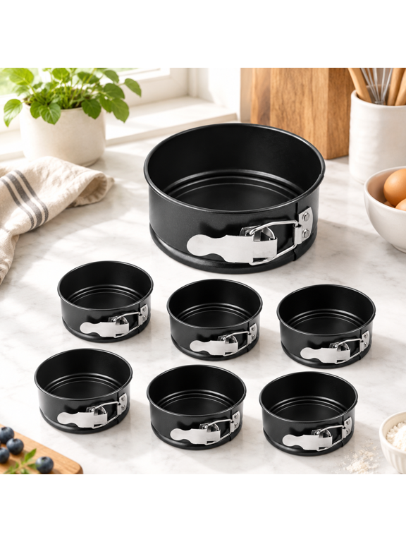 4 Inch Nonstick Springform Mini Cheesecake Pans Set, Removable Bottom Carbon Steel