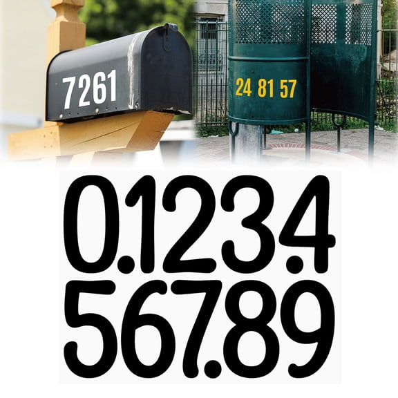 4 Inch Number Stickers,Vinyl Addresss/Mailbox Numbers,Self-Adhesive House Number Decals for Mailbox,Door,Home,Business,Black Waterproof Classic Font,0-9 with Decimals