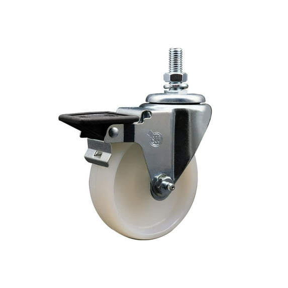 4 Inch Nylon 10MM Threaded Stem Caster with Brake