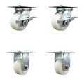 thumbnail image 1 of 4 Inch Nylon Caster Set with Ball Bearing 2 Brakes and 2 Rigid Service Caster, 1 of 2
