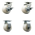 thumbnail image 1 of 4 Inch Nylon Caster Set with Ball Bearings 2 Brakes 2 Rigid SCC, 1 of 2