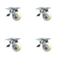 thumbnail image 1 of 4 Inch Nylon Caster Set with Roller Bearing and Total Lock Brakes Service Caster, 1 of 2
