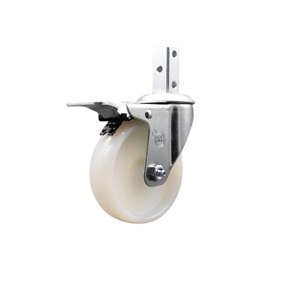 4 Inch Nylon Wheel Swivel 3/4 Inch Square Stem Caster with Total Lock Brake SCC