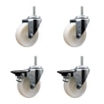 thumbnail image 1 of 4 Inch Nylon Wheel Swivel 3/4 Inch Threaded Stem Caster Set 2 Brakes SCC, 1 of 2