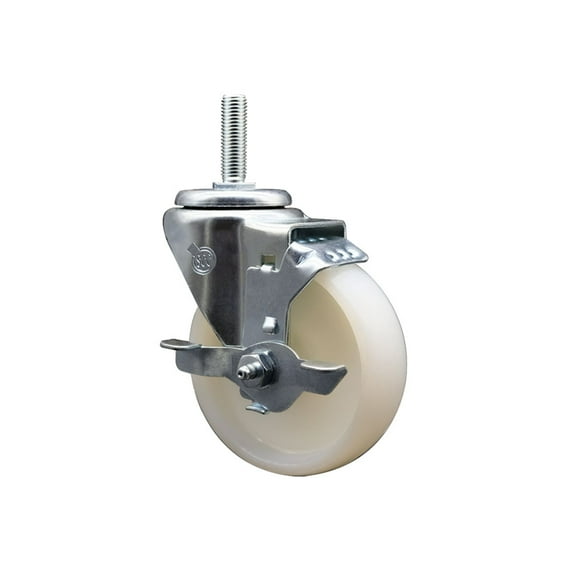 4 Inch Nylon Wheel Swivel 5/8 Inch Threaded Stem Caster with Brake SCC