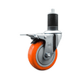 thumbnail image 1 of 4 Inch Orange Poly Swivel 1-5/8 Inch Expanding Stem Caster Total Lock Brake SCC, 1 of 1