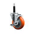 thumbnail image 1 of 4 Inch Orange Poly Swivel 3/4 Inch Expanding Stem Caster with Brake SCC, 1 of 1