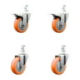 thumbnail image 1 of 4 Inch Orange Poly Swivel 7/8 Inch Square Stem Caster Set 2 Total Lock Brakes, 1 of 1