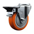 thumbnail image 1 of 4 Inch Orange Poly Wheel Swivel Bolt Hole Caster with Posi Lock Brake SCC, 1 of 2