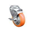 thumbnail image 1 of 4 Inch Orange Polyurethane Wheel Swivel Bolt Hole Caster with Brake SCC, 1 of 2