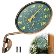 4 Inch Outdoor Thermometer and Humidity Gauge Window Thermometer for Outside Temperature and Humidity Monitor Brass Analog Dial No Battery Needed for Patio Garage Greenhouse Garden Wall