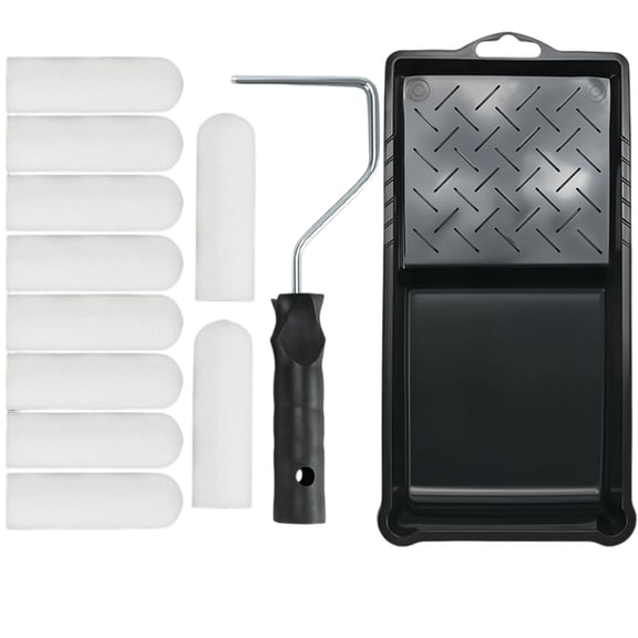 4 Inch Paint Roller Kit Includes 10 Foam Covers Ergonomic ABS Grip Paint Roller Frame set for Door Cabinets Surfaces