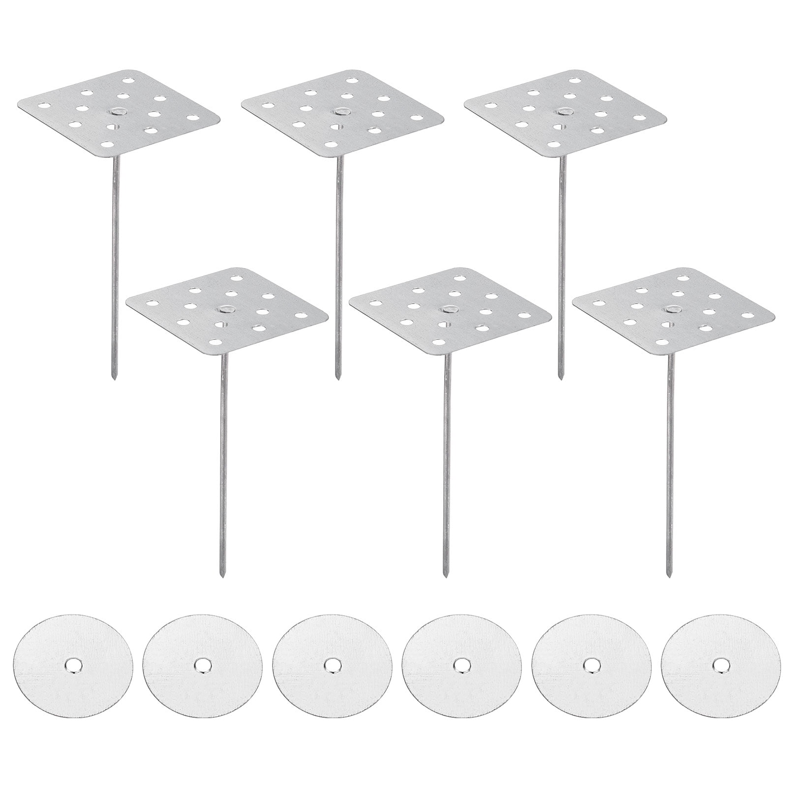 4 Inch Perforated Insulation Pins with Round Washers, 50 Pcs Aluminum