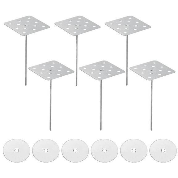 4 Inch Perforated Insulation Pins with Round Washers, 50 Pcs Aluminum Insulating Nails for Fixing Foam Boards