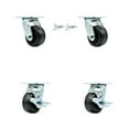 thumbnail image 1 of 4 Inch Phenolic Caster Set with Ball Bearings 2 Swivel Lock 2 Brake SCC, 1 of 2