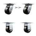 thumbnail image 1 of 4 Inch Phenolic Caster Set with Roller Bearing 2 Swivel Lock and 2 Rigid SCC, 1 of 2