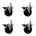 thumbnail image 1 of 4 Inch Phenolic ½ Inch Threaded Stem Caster Set with Brake, 1 of 2