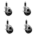 thumbnail image 1 of 4 Inch Phenolic Swivel 1-1/8 Inch Expanding Stem Caster Set with Brake SCC, 1 of 2