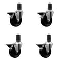 thumbnail image 1 of 4 Inch Phenolic Swivel 1-5/8 Inch Expanding Stem Caster Set with Brake SCC, 1 of 2