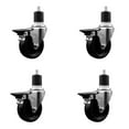 thumbnail image 1 of 4 Inch Phenolic Swivel 1-7/8 Inch Expanding Stem Caster Set with Brake SCC, 1 of 2