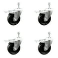 thumbnail image 1 of 4 Inch Phenolic Swivel 10mm Threaded Stem Caster Set with Total Lock Brake, 1 of 2