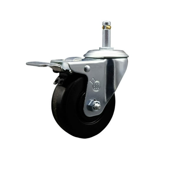 4 Inch Phenolic Swivel 7/16 Inch Grip Ring Stem Caster with Total Lock Brake SCC