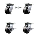 thumbnail image 1 of 4 Inch Phenolic Swivel Caster Set 2 Swivel Locks 2 Brakes Service Caster Brand, 1 of 2